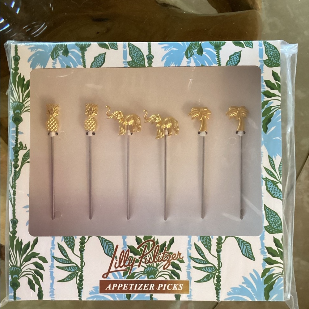 Lilly Pulitzer Gold Tropical Appetizer Picks